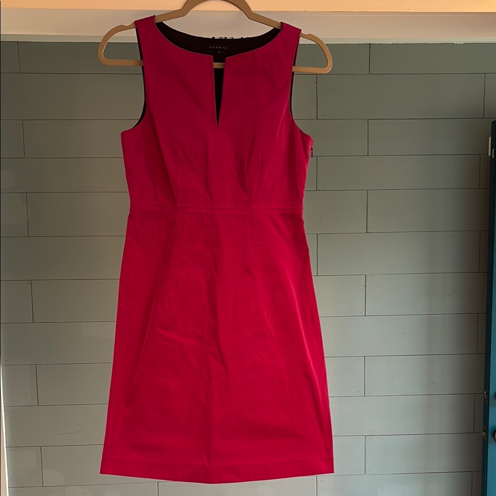 Theory Pink sheath Mini Dress V-Neck Sleeveless